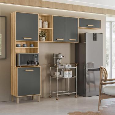 Imagem de Armário De Cozinha Compacta Maria Flor Com 5 Portas Freijó/chumbo