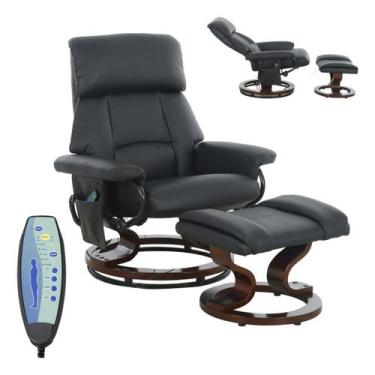 Imagem de Poltrona De Massagem Reclinável Com Apoio De Pés Preta Paris - Importw
