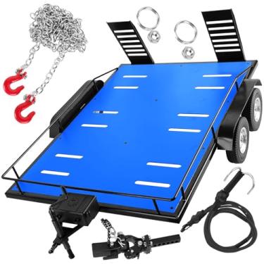 Imagem de hopsupRC Kit de reboque RC com alça de guincho cinética elástica para rastreador RC 1/10 SCX10 TRX6 Redcat GEN8 TRX4, reboque de alumínio de ferro, azul marinho