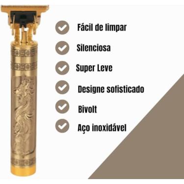 Imagem de Maquina De Cortar Cabelo Sem Fio Recarregável Dragão Bivolt Acabamento Premium