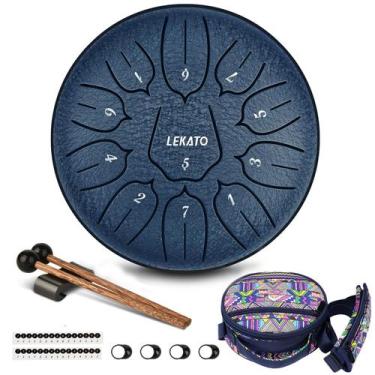 Imagem de Tambor de língua de aço LEKATO Rain Drum 15 cm 11 notas com bolsa azul