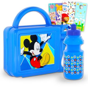 Imagem de Lancheira Mickey Mouse para meninos – Pacote com lancheira Mickey com garrafa de água do Mickey Plus adesivos, tatuagens, mais | Conjunto de lancheira Mickey Mouse