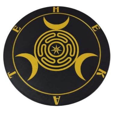 Imagem de Tabuleiro Decoração Místico, Preto e Branco, 20 cm, Hécate com Símbolos Esotéricos Circular