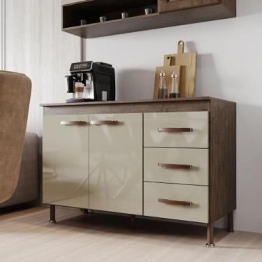 Imagem de Balcão Modulado Para Cozinha Com Tampo Fidelitá Lisboa 120cm 2 Portas 