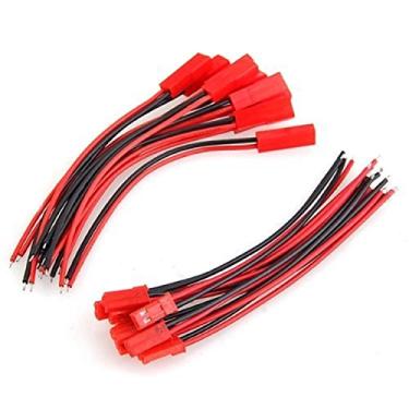 Imagem de Conector macho fêmea 10/20/30 pares JST 2 pinos 22AWG vermelho e preto 100/150/200mm fio para bateria de avião RC, 10 pairs, R+B 150mm