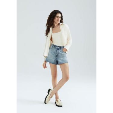 Imagem de Shorts Jeans Feminino Cintura Média - Hering, 034, Azul