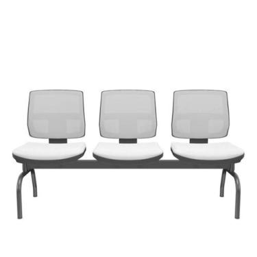 Imagem de Longarina Flora 3 Lugares Encosto Tela Branca Assento Aero Branco Sem 