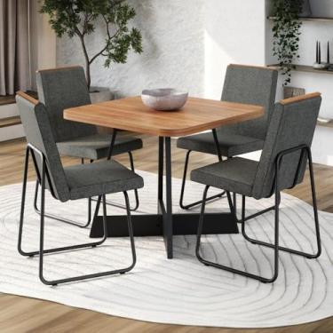 Imagem de Conjunto Sala de Jantar 4 Cadeiras Belluno Carraro (Nogal e Preto)