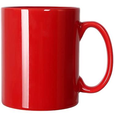 Imagem de Caneca de café de cerâmica extra grande de 680 g, Smilatte M017 Classic Porcelain Boss Super Big Tea Cup com alça para escritório e casa, vermelha
