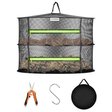 Imagem de VIVOSUN Suporte de secagem de malha de 2 camadas com zíperes verdes para desidratação, tesoura de poda interna e externa incluída