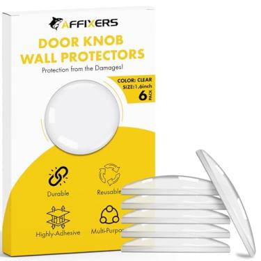 Imagem de Affixers Batentes de porta transparentes para parede, batente de porta pequeno de 4 cm (pacote com 6), protetor de parede de maçaneta de porta, batente autoadesivo, para-choques para paredes, protetor