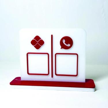 Imagem de Placa em acrilico com 2 qr code para pix cor branco e vermelho - CRIAT