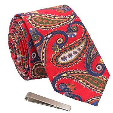 Imagem de Conjunto de gravata masculina de algodão com estampa floral skinny tie bar, ótimo para casamentos, noivos, padrinhos, danças, presentes, 3 peças de cores mistas 2, 2.35"x 58" (6x148cm)