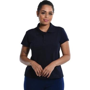 Imagem de Camiseta Gola Polo Baby Look Malha Piquet Casual Preta - Fardas Unifor