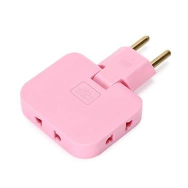 Imagem de Adaptador de Viagem Universal Doblável - 16A/3500W - Tomada Inteligente para Casa e Viagens (1rosa)