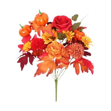 Imagem de Hastes e folhas simuladas de plantas de girassol, decoração de casa, buquê de folhas de bordo simuladas de rosa