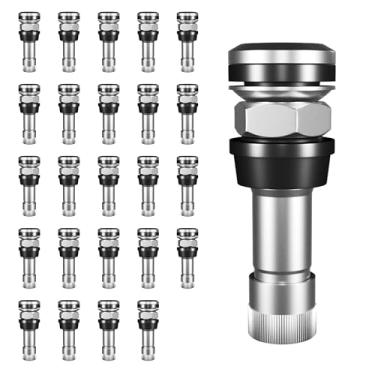 Imagem de CDWTPS Haste de válvula de metal de montagem externa TR416 serve para furos de aro de 1,2 e 1,6 cm de comprimento 3,5 cm (25 peças)