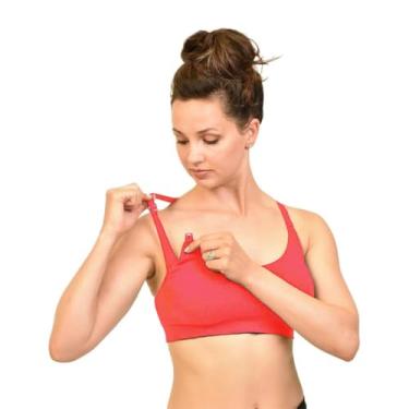 Imagem de Bamboobies Sutiã de amamentação feminino, roupa de maternidade para amamentação, sutiã de ioga, Hibisco, GG