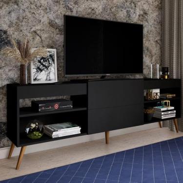 Imagem de Rack para TV Até 55 Polegadas Roma 1 Porta 2 Prateleiras (Preto)
