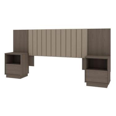 Imagem de Cabeceira Casal Extensível Com Mesa de Cabeceira Cappuccino - Liz - Robel Móveis