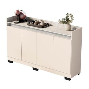 Imagem de Aparador Buffet Sala Lorde Marmorizado 4 Portas Off White/marmore Branco