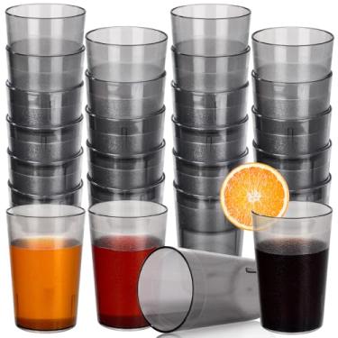 Imagem de Meanplan Pacote com 48 copos de plástico cinza transparente de grau de restaurante de 227 g copos reutilizáveis de restaurante copos empilháveis à prova de estilhaçamento para cafés, festas, catering