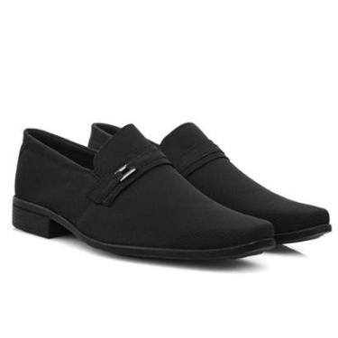 Imagem de Sapato Social Masculino Nobuck Preto Elástico Calçar Slip On Confortável Leve Bico Fino Quadrado-Masculino