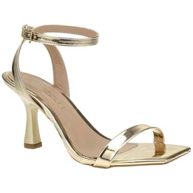 Imagem de Sandália Feminina Salto Médio Taça Fino Agulha Festa Brilho (Dourado, BR, Adulto, Numérico, M, 37)