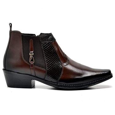 Imagem de Bota Botina Masculina Texana De Couro (PRETO, BR, Adulto, Numérico, 44)