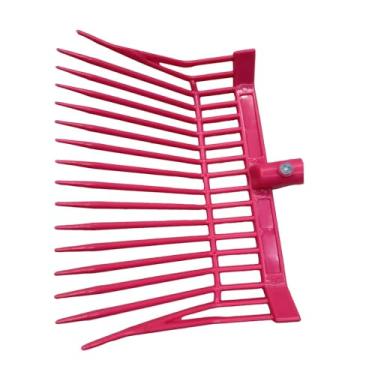 Imagem de Dualoai Cabeça de substituição para garfo de esterco de cavalo, ancinho de esterco de cavalo com dentes angulares, cabeça de forcado para feno, criação de, Rosa