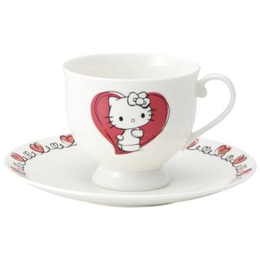 Imagem de Skater CBCS24-A xícara e pires, xícara de café, pires de xícara, 250 ml (240 ml), lavável na lava-louças, cerâmica Narumi, feito no Japão, desenho Sanrio Hello Kitty