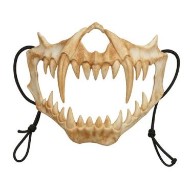 Imagem de Máscara Caveira Boca Festa Halloween Meia Face Cosplay Dragão Japonês 