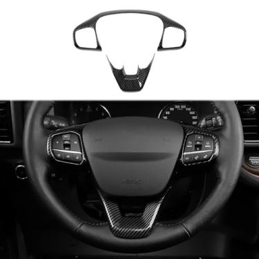 Imagem de Linskip Acabamento de volante adequado para Ford Maverick 2022 2023 2024 2025, kit de volante para acessórios interiores Maverick (fibra de carbono preta)
