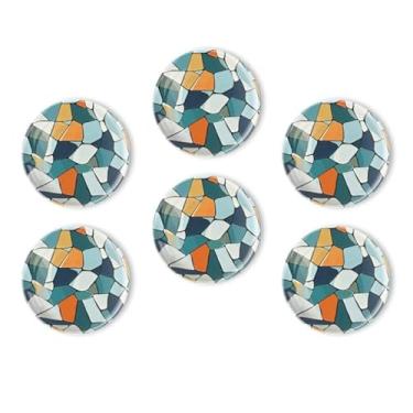 Imagem de BaHomeck Ímãs de geladeira 6 peças formas geométricas coloridas abstratas de vidro redondo forte ímã de geladeira, ímãs adesivos decorações para quadros brancos de escritório, casa, máquina de lavar