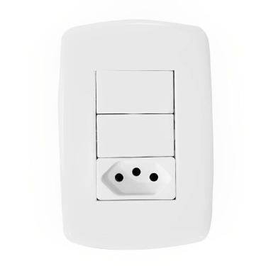 Imagem de 2 Interruptores Simples + 1 Tomada Unidade 2P+T 10A com Placa - DC-8100/17 - DICOMPEL