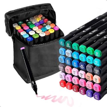Imagem de Conjunto de Canetas 36 Cores Marcador Permanente Ponta Dupla Fina e Grossa Ideal para Desenho, Pintura, Colorir, Arte, Ilustração, Escola e Profissional com Estojo Organizador