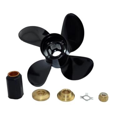 Imagem de Boatman Hélice externa de 4 pás de 10,3 x 13 para motores Mercury Boat 25-70HP, 13 estrias (kits de cubo intercambiáveis incluídos)
