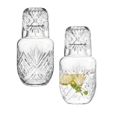 Imagem de Kit 2 Moringa De Vidro 500ml Com Copo De 145ml Para Água Whisky - CLIC