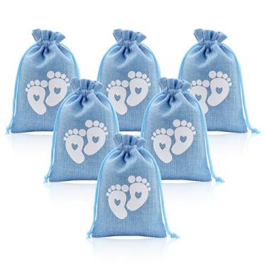 Imagem de 10 peças de sacos de lembrancinhas de festa de chá de bebê, sacos de presente com cordão revelação de gênero para meninos ou meninas, sacos de guloseimas de doces bolsa pequena para crianças