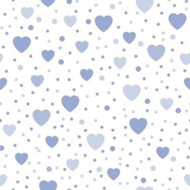 Imagem de Papel De Parede Infantil Coraçoes Tons De Azul Lavavel 3.5m - DELIQUAD