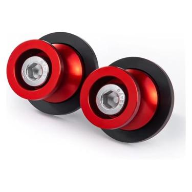 Imagem de BYYINGSUS 1 par de bobinas de braço oscilante suportes traseiros deslizantes de parafuso acessórios de motocicleta compatíveis com Ninja ZX6R ZX636 250SL 250 300 400 650 1000SX (8 mm, dois vermelhos)