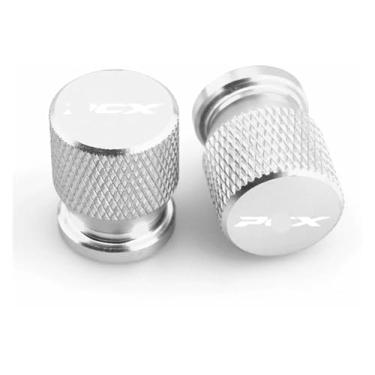Imagem de Compatível com PCX 125 PCX125 PCX 150 PCX150 PCX 160 PCX160 tampas de válvula de alumínio conjunto de tampas de pneu capas resistentes à corrosão (prata)