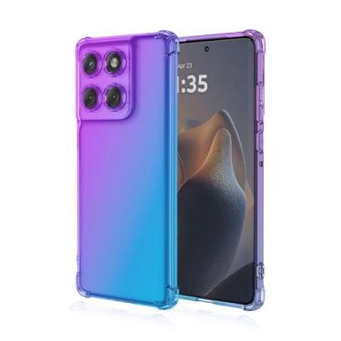 Imagem de KOARWVC Capa de telefone para Moto Edge 60 Fusio/Moto Edge 60 Capa transparente gradiente fina antiarranhões TPU à prova de choque para XT2505, XT2503 Motorola Edge 60 Fusion roxo/azul