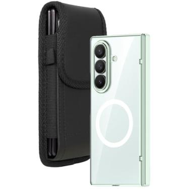 Imagem de Nakedcellphone Combo para Samsung Galaxy Z Fold 7 capa de celular com suporte de clipe de cinto - protetor de tela integrado - capa de dobradiça - compatível com MagSafe - verde/transparente