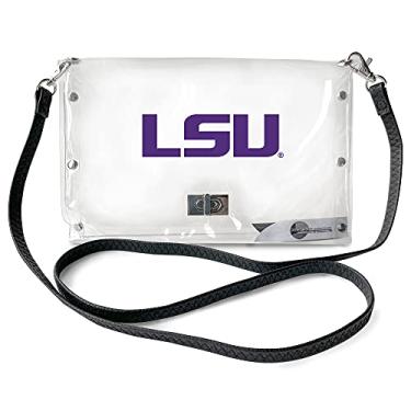 Imagem de Littlearth Bolsa envelope feminina NCAA LSU Tigers para estádio transparente com alça preta e logotipo da equipe, cor do time, tamanho único