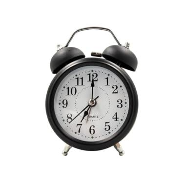 Imagem de Relógio Despertador Bem Alto Modelo Antigo 2 Sinos Metal Vintage(Preto)