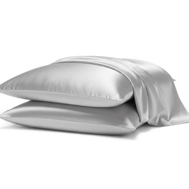 Imagem de Kit 2 Fronhas Cetim Anti-frizz Seda Alto Brilho Par (Prata)