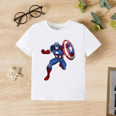 Imagem de Camiseta infantil personagens - Capitão América , Branco, 10