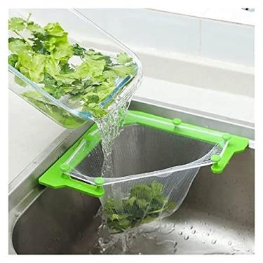 Imagem de P9IDEDFH Escorredor de louça, escorredor de canto, coador de canto, armazenamento de lixo, suporte triangular de armazenamento, 1 suporte e 100 sacos de filtro, escorredor de pratos