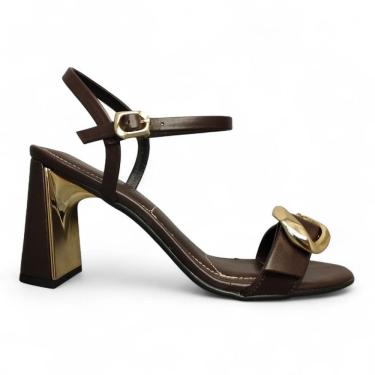 Imagem de Sandália Feminina Ramarim De Salto Dourado Elegante 2522201